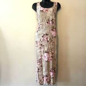 Vintage Y2K column tank dress 18W cottagecore shabby rayon pink floral